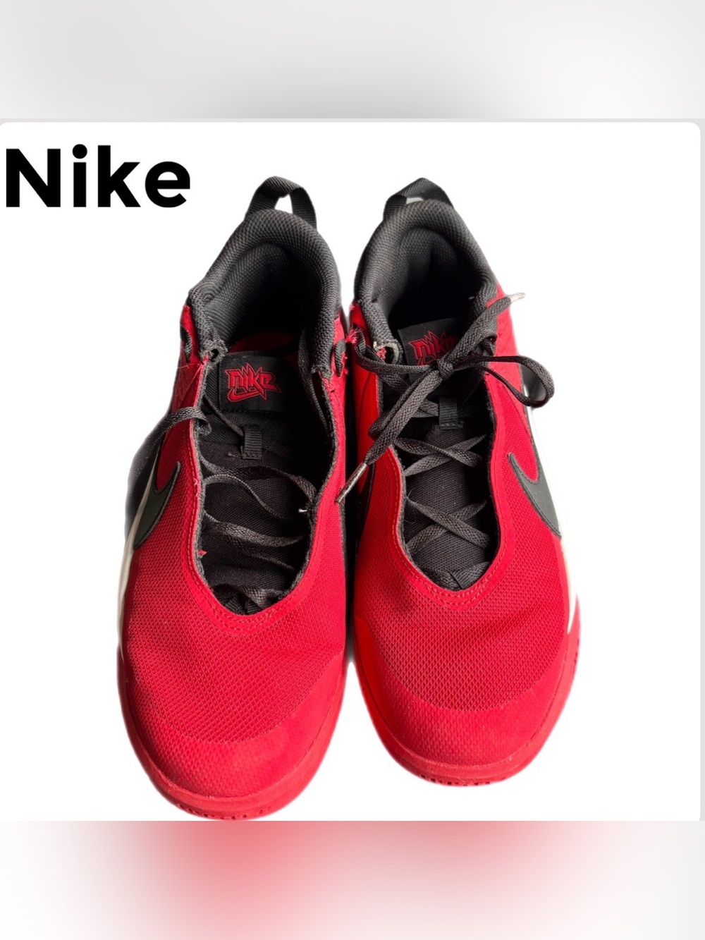 Nike Boys Red and Black Athletic Shoes Team Hustle